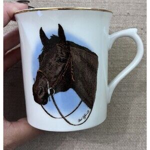 The Huntsman Horse Coffee Tea Mug Gael Coffin Porcelain White Equestrian